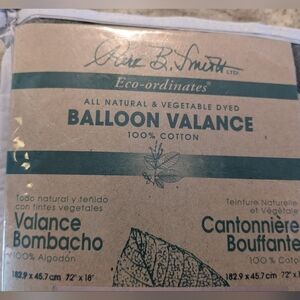 Vegan 100% Cotton Gray Balloon Valance Eco-Twill Park B Smith 72"x 18” INDIA NEW